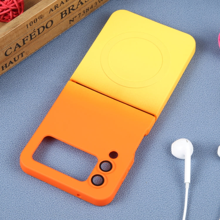 For Samsung Galaxy Z Flip4 Liquid TPU Silicone Gradient MagSafe Phone Case(Orange Yellow) - free shipping - PMC TechLife - Order now!