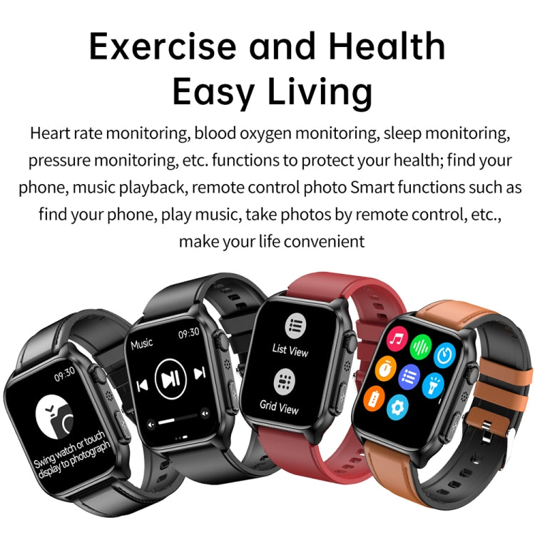TK12 1.96 inch IP67 Waterproof Leather Band Smart Watch Supports ECG / Remote Families Care / Bluetooth Call / Body Temperature Monitoring(Brown) - Smart Watches by PMC TechLife | Online Shopping South Africa | PMC TechLife