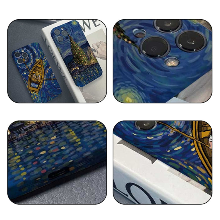 For iPhone 12 Pro Max Precise Hole Oil Painting Pattern PC Phone Case(Boating) - iPhone 12 Pro Max Cases by PMC TechLife | Online Shopping South Africa | PMC TechLife