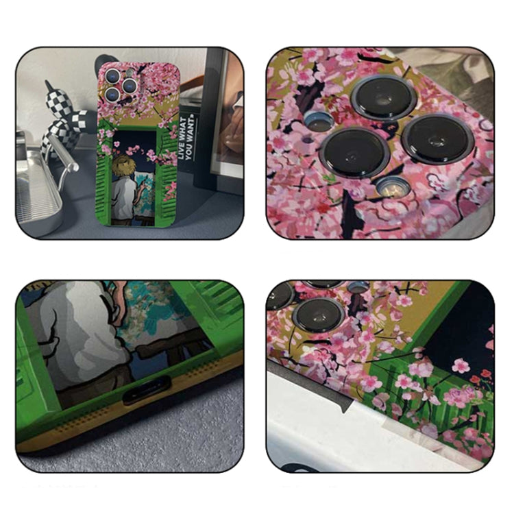 For iPhone 11 Pro Max Precise Hole Oil Painting Pattern PC Phone Case(Peach Blossom) - free shipping - PMC TechLife - Order now!