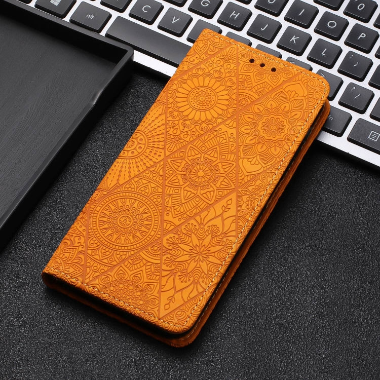 For Samsung Galaxy A42 5G Ethnic Embossed Adsorption Leather Phone Case(Yellow) - free shipping - PMC TechLife - Order now!