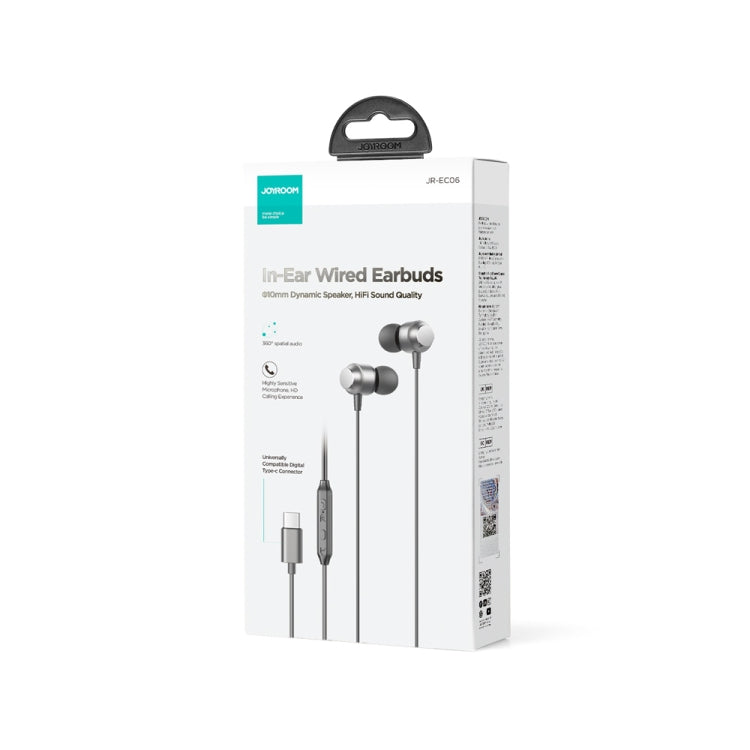 JOYROOM JR-EC06 Type-C Metal In-Ear Wired Earphone, Length: 1.2m(Dark Grey) - Type-C Earphone by JOYROOM | Online Shopping South Africa | PMC TechLife