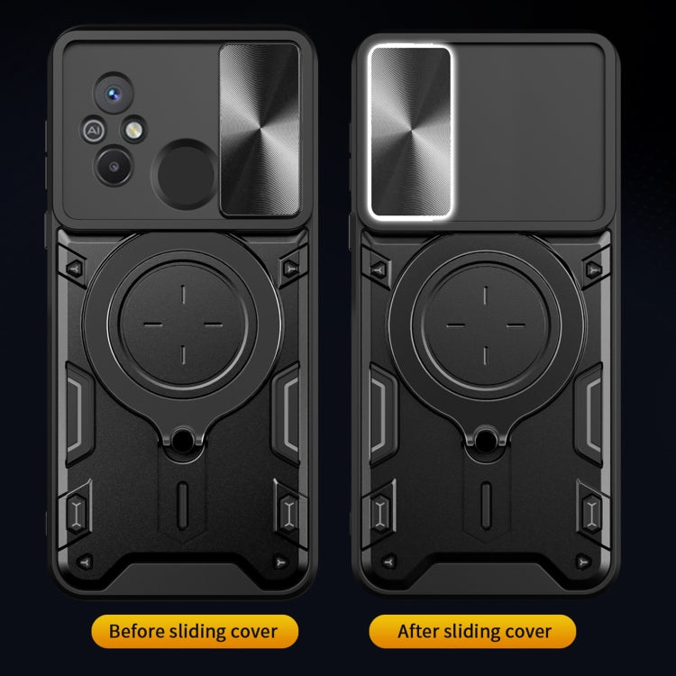 For Xiaomi Redmi 12C CD Texture Sliding Camshield Magnetic Holder Phone Case(Blue) - free shipping - PMC TechLife - Order now!