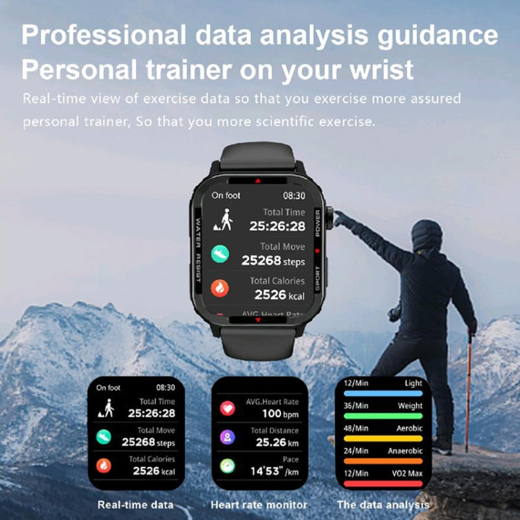 G96 1.85 inch HD Square Screen Rugged Smart Watch Support Bluetooth Calling/Heart Rate Monitoring/Blood Oxygen Monitoring(Grey) - Smart Watches by PMC TechLife | Online Shopping South Africa | PMC TechLife