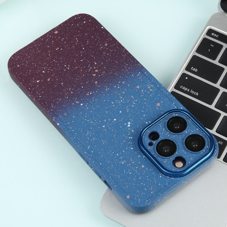 For iPhone 12 Pro Max Gradient Starry Silicone Phone Case with Lens Film(Blue Red) - free shipping - PMC TechLife - Order now!