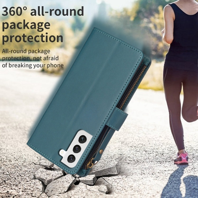 For Samsung Galaxy S22 5G 9 Card Slots Zipper Wallet Leather Flip Phone Case(Green) - free shipping - PMC TechLife - Order now!