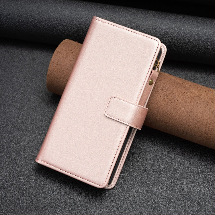 For Samsung Galaxy S23 FE 5G 9 Card Slots Zipper Wallet Leather Flip Phone Case(Rose Gold) - free shipping - PMC TechLife - Order now!