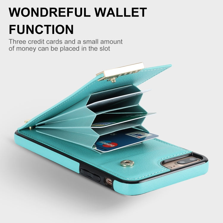 For iPhone 8 Plus / 7 Plus Metal Buckle Card Slots Phone Case(Green) - free shipping - PMC TechLife - Order now!