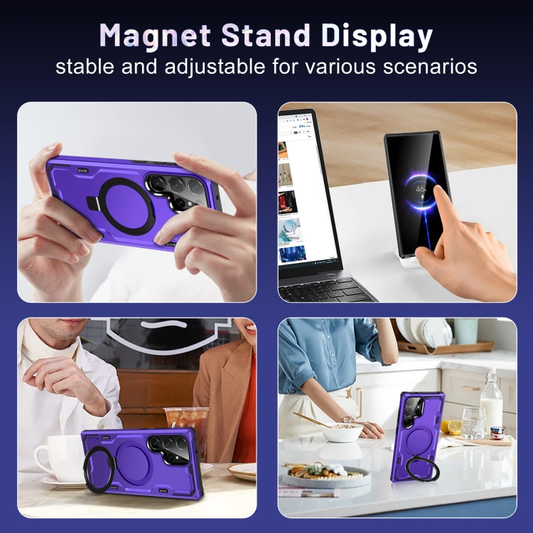 For Samsung Galaxy S23+ 5G Patronus MagSafe Magnetic Holder Phone Case(Purple) - Galaxy S23+ 5G Cases by PMC TechLife | Online Shopping South Africa | PMC TechLife