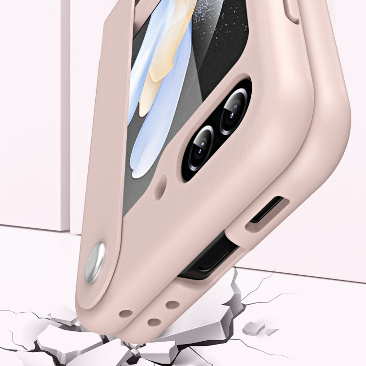 For Samsung Galaxy Z Flip5 Hand Strap Type Leather Phone Case(Pink) - free shipping - PMC TechLife - Order now!