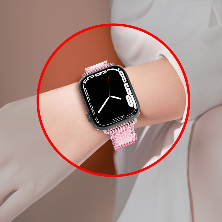 For Apple Watch Ultra 49mm Diamond Texture Lace Clear TPU Watch Band(Gold) - Watch Bands by PMC TechLife | Online Shopping South Africa | PMC TechLife