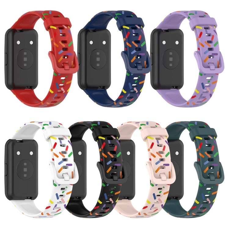 For Huawei Band 7 Sports Rainbow Dots Silicone Watch Band(Dark Green) - Watch Bands by PMC TechLife | Online Shopping South Africa | PMC TechLife