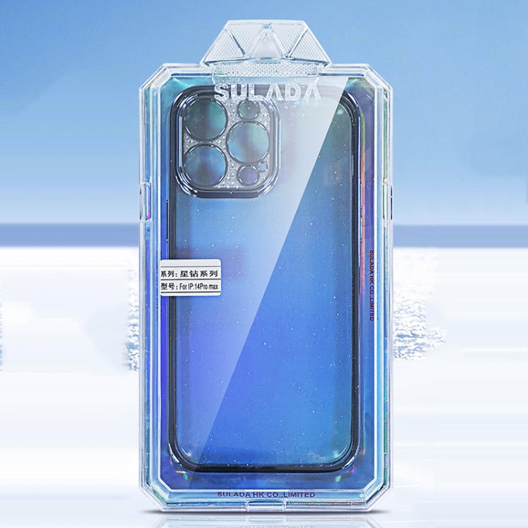 For iPhone 12 Pro Max SULADA Electroplated Transparent Glittery TPU Phone Case(Blue) - iPhone 12 Pro Max Cases by SULADA | Online Shopping South Africa | PMC TechLife | Buy Now Pay Later Mobicred