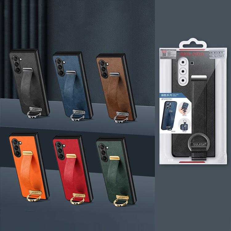 For Samsung Galaxy Z Fold5 SULADA PC + Leather Texture Skin Feel Shockproof Phone Case(Orange) - free shipping - PMC TechLife - Order now!