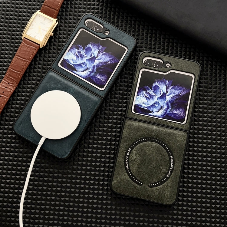 For Samsung Galaxy Z Flip5 Crazy Horse Texture Magnetic Magsafe PU Phone Case(Orange) - free shipping - PMC TechLife - Order now!