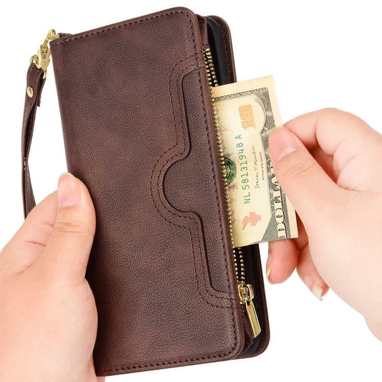 For Sharp Aquos R8 Pro / Leica Leitz Phone 3 Litchi Texture Zipper Leather Phone Case(Brown) - free shipping - PMC TechLife - Order now!