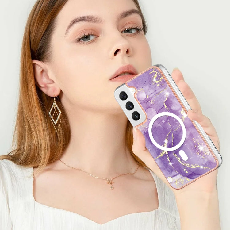 For Samsung Galaxy S22 5G Marble Pattern Dual-side IMD Magsafe TPU Phone Case(Purple 002) - Galaxy S22 5G Cases by PMC TechLife | Online Shopping South Africa | PMC TechLife