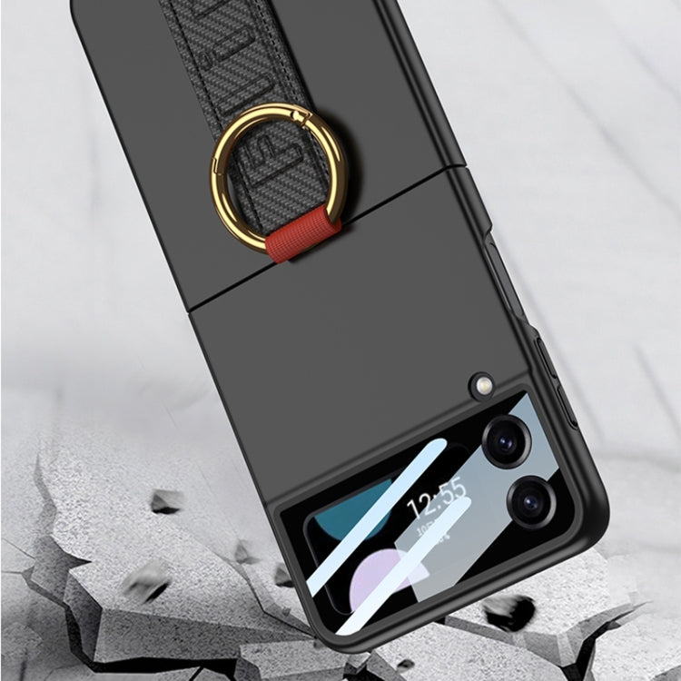 For Samsung Galaxy Z Flip4 5G GKK Integrated Ultrathin Shockproof Phone Case with Ring Wrist Strap(Carbon Fiber) - Galaxy Z Flip4 5G Cases by GKK | Online Shopping South Africa | PMC TechLife | Buy Now Pay Later Mobicred
