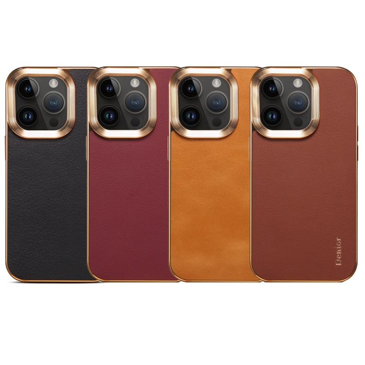 For iPhone 13 Pro Max Denior Cowhide Leather Plating Phone Case(Brown) - free shipping - PMC TechLife - Order now!