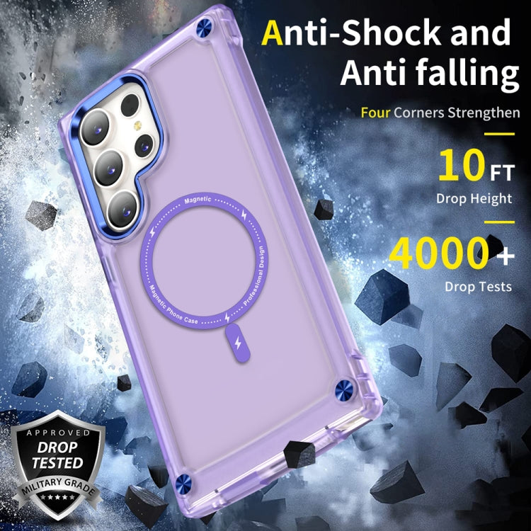 For Samsung Galaxy S23 Ultra 5G Skin Feel TPU + PC MagSafe Magnetic Phone Case(Transparent Purple) - Galaxy S23 Ultra 5G Cases by PMC TechLife | Online Shopping South Africa | PMC TechLife