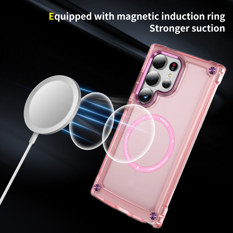 For Samsung Galaxy S24 Ultra 5G Skin Feel TPU + PC MagSafe Magnetic Phone Case(Transparent Pink) - free shipping - PMC TechLife - Order now!