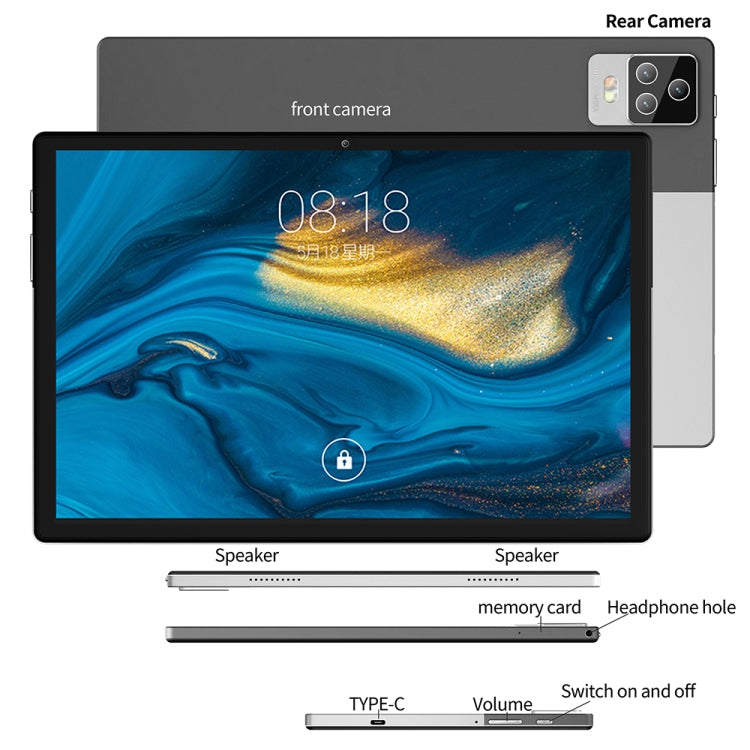 BDF P70 4G LTE Tablet PC 10.1 inch, 8GB+256GB, Android 12 MTK6762 Octa Core, Support Dual SIM, EU Plug(Gold) - free shipping - PMC TechLife - Order now!