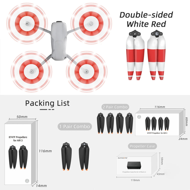 For DJI Air 3 Sunnylife 8747F Low Noise Quick-release Propellers, Style:2 Pairs Silverr Tip - DIY Propeller by Sunnylife | Online Shopping South Africa | PMC TechLife