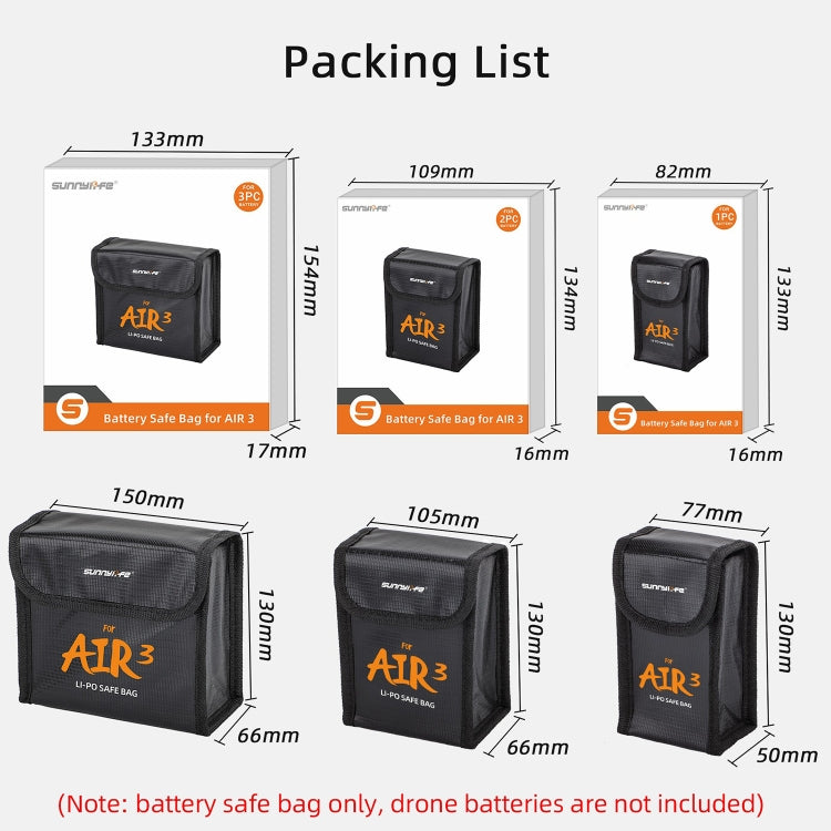 For DJI Air 3 Sunnylife Battery Explosion-proof Safe Bag Protective Li-Po Safe Bag For 3pcs Batteries - Carry Cases & Bags by Sunnylife | Online Shopping South Africa | PMC TechLife | Buy Now Pay Later Mobicred