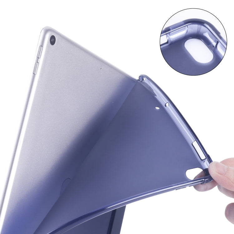 For iPad Pro 10.5 inch / Air 3 10.5 inch 3-folding Horizontal Flip PU Leather + Shockproof TPU Case with Holder & Pen Slot(Dark Blue) - free shipping - PMC TechLife - Order now!