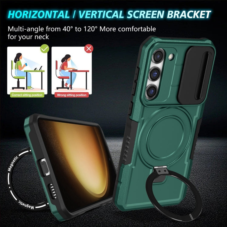 For Samsung Galaxy S23+ 5G Sliding Camshield Magsafe Holder TPU Hybrid PC Phone Case(Deep Green) - Galaxy S23+ 5G Cases by PMC TechLife | Online Shopping South Africa | PMC TechLife