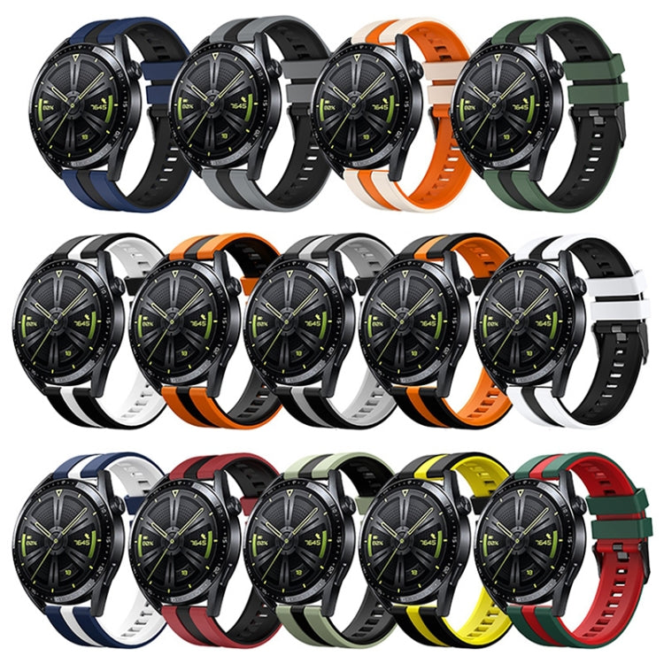 For Huawei Watch GT 3 / GT 3 Pro Vertical Two Color Silicone Watch Band(Dark Blue+Black) - Watch Bands by PMC TechLife | Online Shopping South Africa | PMC TechLife