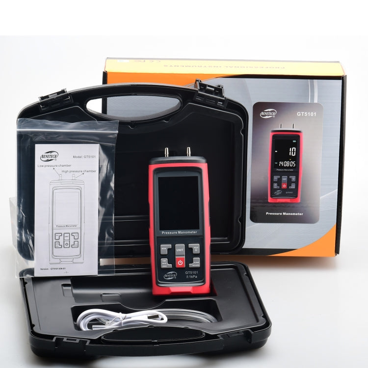 BENETECH GT5101 LCD Display Differential Pressure Meter, Specification:50KPa - free shipping - PMC TechLife - Order now!