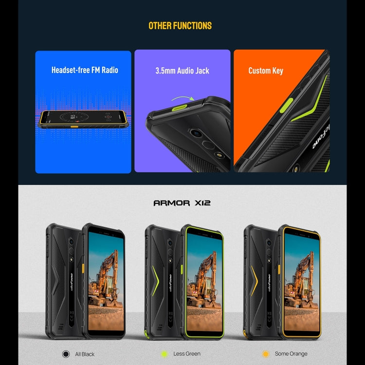 Ulefone Armor X12, 3GB+32GB, Rugged Phone, Face Unlock, 5.45 inch Android 13 Go MediaTek Helio A22 Quad Core, Network: 4G, NFC(All Black) - free shipping - PMC TechLife - Order now!