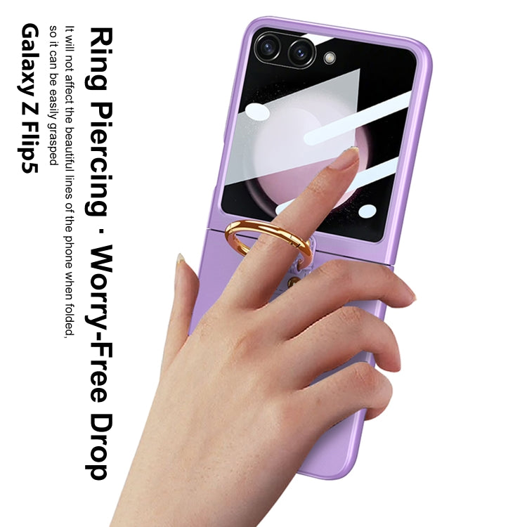 For Samsung Galaxy Z Flip5 GKK Integrated Ultra-thin PC Ring Holder Phone Case(Dark Green) - Galaxy Z Flip5 Cases by GKK | Online Shopping South Africa | PMC TechLife | Buy Now Pay Later Mobicred