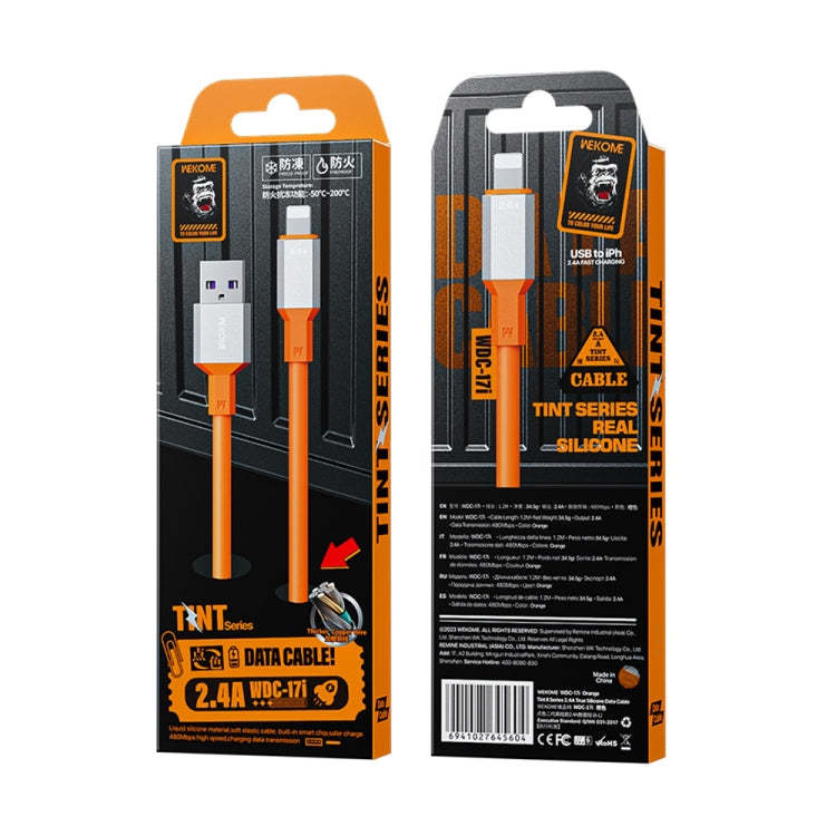 WK WDC-17 2.4A USB to 8 Pin Silicone Data Cable, Length: 1.2m(Orange) - Normal Style Cable by WK | Online Shopping South Africa | PMC TechLife | Buy Now Pay Later Mobicred