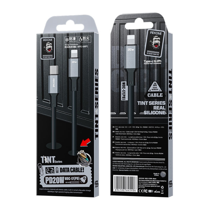 WK WDC-17 PD 20W USB-C/Type-C to 8 Pin Silicone Data Cable, Length: 1.2m(Black) - 2 in 1 Cable by WK | Online Shopping South Africa | PMC TechLife | Buy Now Pay Later Mobicred