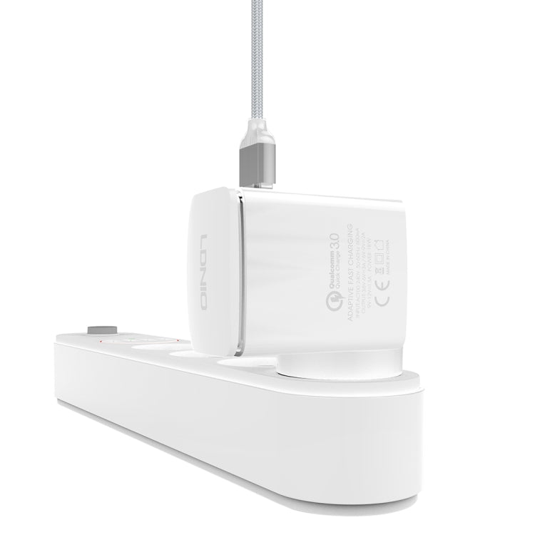 LDNIO A1301Q 2 in 1 18W QC3.0 USB Interface Travel Charger Mobile Phone Charger with Type-C / USB-C Data Cable, UK Plug - USB Charger by LDNIO | Online Shopping South Africa | PMC TechLife | Buy Now Pay Later Mobicred