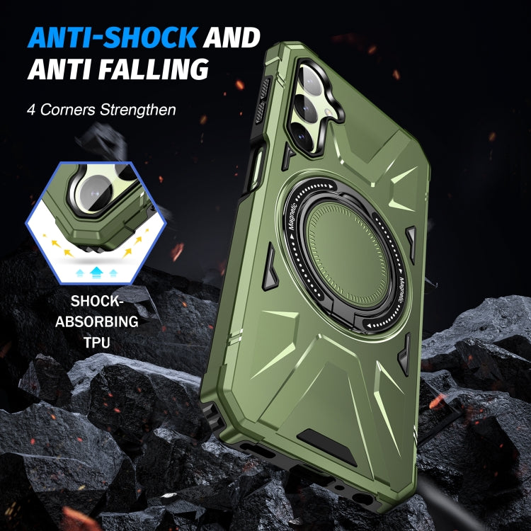 For Samsung Galaxy A24 5G MagSafe Magnetic Shockproof Phone Case with Ring Holder(Dark Green) - Galaxy Phone Cases by PMC TechLife | Online Shopping South Africa | PMC TechLife