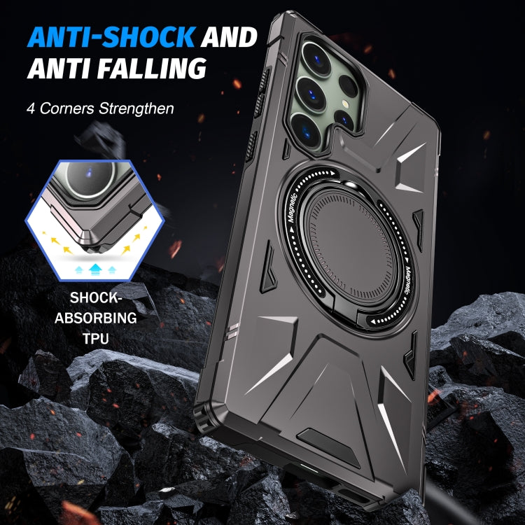 For Samsung Galaxy S24 Ultra 5G MagSafe Magnetic Shockproof Phone Case with Ring Holder(Dark Grey) - Galaxy S24 Ultra 5G Cases by PMC TechLife | Online Shopping South Africa | PMC TechLife
