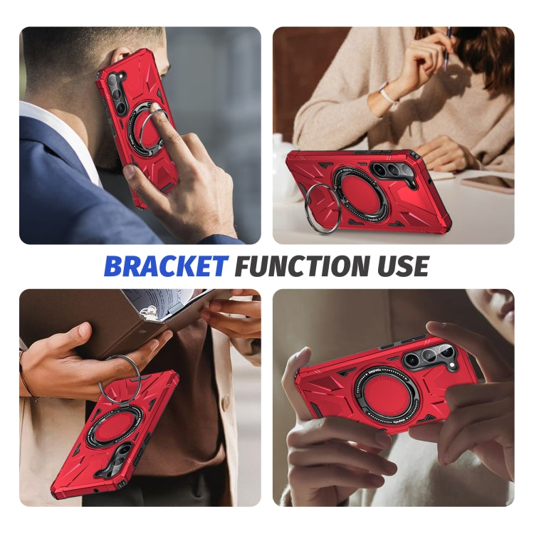 For Samsung Galaxy S24 5G MagSafe Magnetic Shockproof Phone Case with Ring Holder(Red) - Galaxy S24 5G Cases by PMC TechLife | Online Shopping South Africa | PMC TechLife