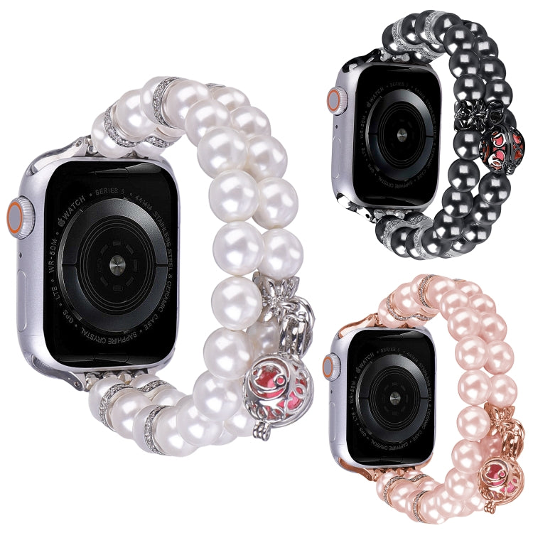 For Apple Watch Series 5 40mm Beaded Dual Row Pearl Bracelet Watch Band(Black) - free shipping - PMC TechLife - Order now!