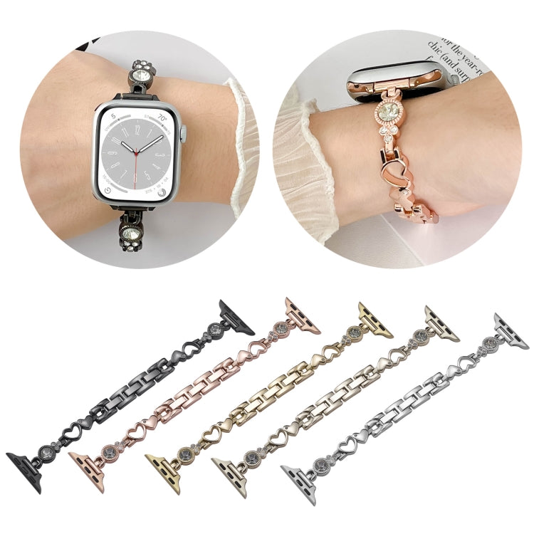 For Apple Watch Series 5 40mm Diamond Hearts Metal Chain Watch Band(Gold) - free shipping - PMC TechLife - Order now!
