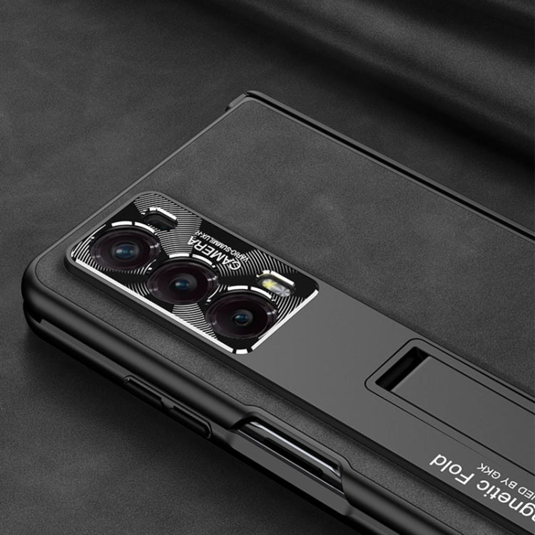 For Honor Magic V2 GKK Integrated Frosted Fold Hinge Leather Phone Case with Holder(Brown) - free shipping - PMC TechLife - Order now!