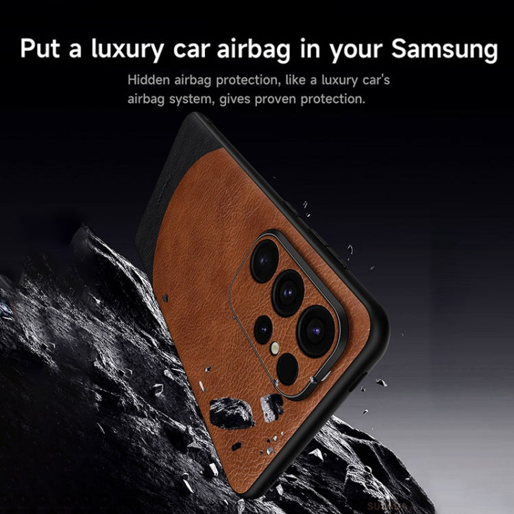 For Samsung Galaxy S24 Ultra 5G SULADA Stitching Leather MagSafe Magnetic Phone Case(Brown) - Galaxy S24 Ultra 5G Cases by SULADA | Online Shopping South Africa | PMC TechLife