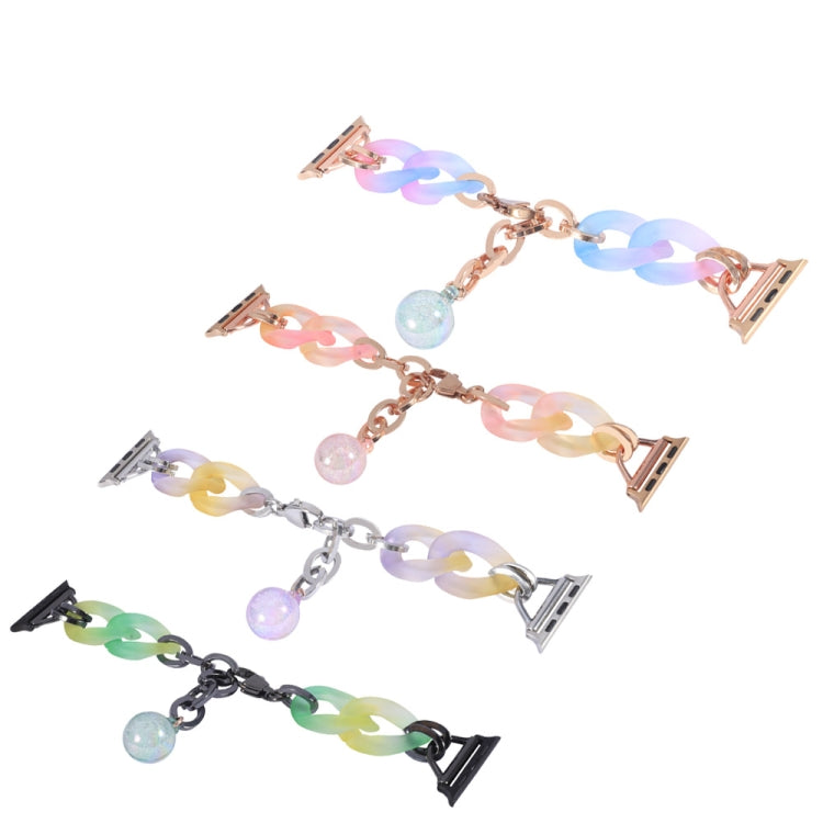 For Apple Watch Series 2 38mm Gradient Resin Chain Watch Band(Green) - Watch Bands by PMC TechLife | Online Shopping South Africa | PMC TechLife | Buy Now Pay Later Mobicred