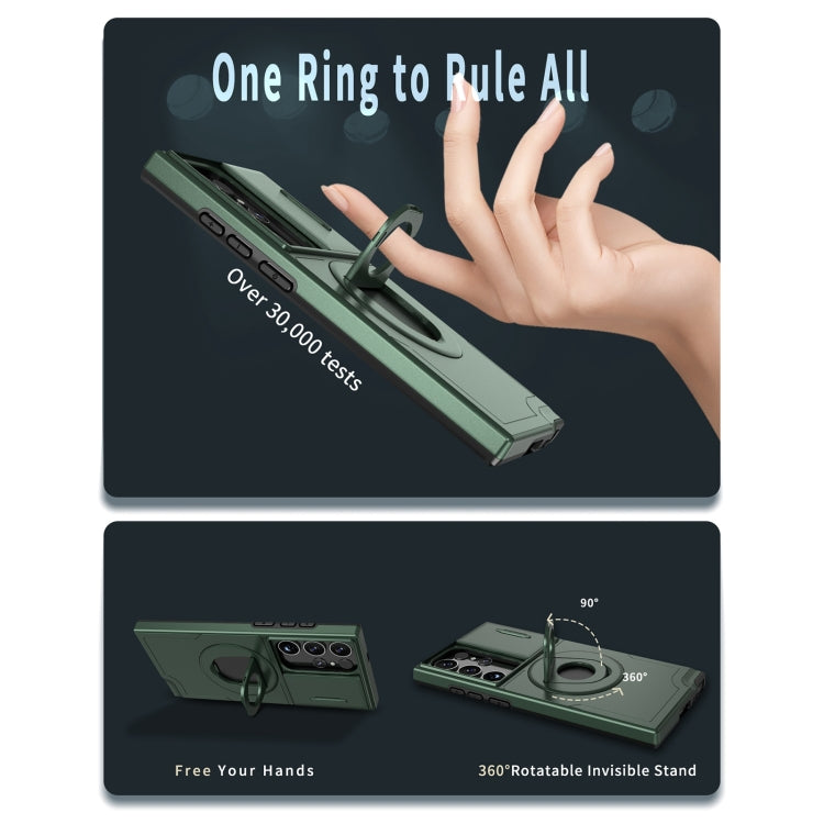 For Samsung Galaxy S23 Ultra 5G Camshield MagSafe Ring Holder Armor Phone Case(Deep Green) - Galaxy S23 Ultra 5G Cases by PMC TechLife | Online Shopping South Africa | PMC TechLife