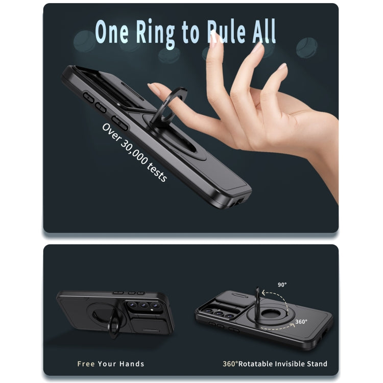 For Samsung Galaxy S22+ 5G Camshield MagSafe Ring Holder Armor Phone Case(Black) - Galaxy S22+ 5G Cases by PMC TechLife | Online Shopping South Africa | PMC TechLife | Buy Now Pay Later Mobicred
