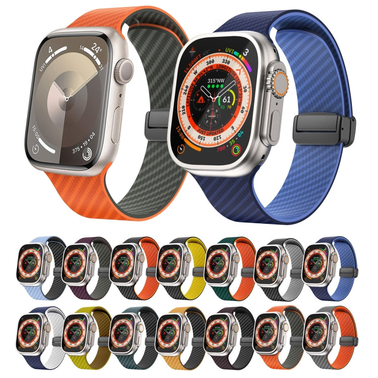 For Apple Watch Ultra 2 49mm Carbon Fiber Magnetic Black Buckle Watch Band(Dark Brown Black) - free shipping - PMC TechLife - Order now!
