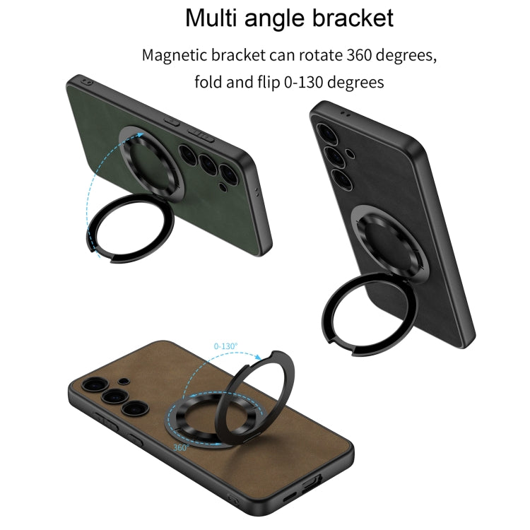 For Samsung Galaxy S24 5G GKK Skin Feel Frosted Leather MagSafe Magnetic Phone Case with Holder(Grey) - Galaxy S24 5G Cases by GKK | Online Shopping South Africa | PMC TechLife | Buy Now Pay Later Mobicred