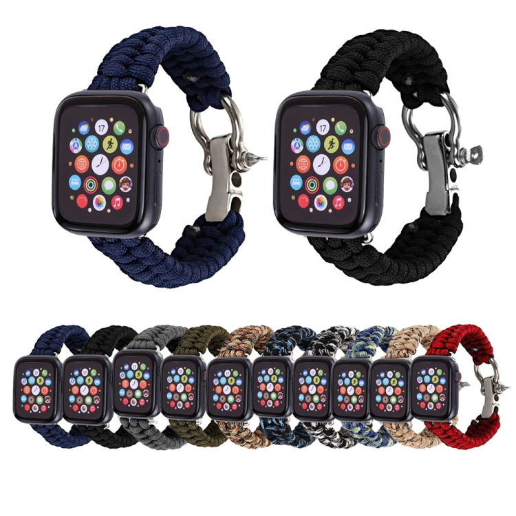 For Apple Watch Ultra 49mm / Series 8&7 45mm / SE 2&6&SE&5&4 44mm / 3&2&1 42mm Umbrella Cord Nylon Braided Watch Band(Blue) - Smart Wear by PMC TechLife | Online Shopping South Africa | PMC TechLife